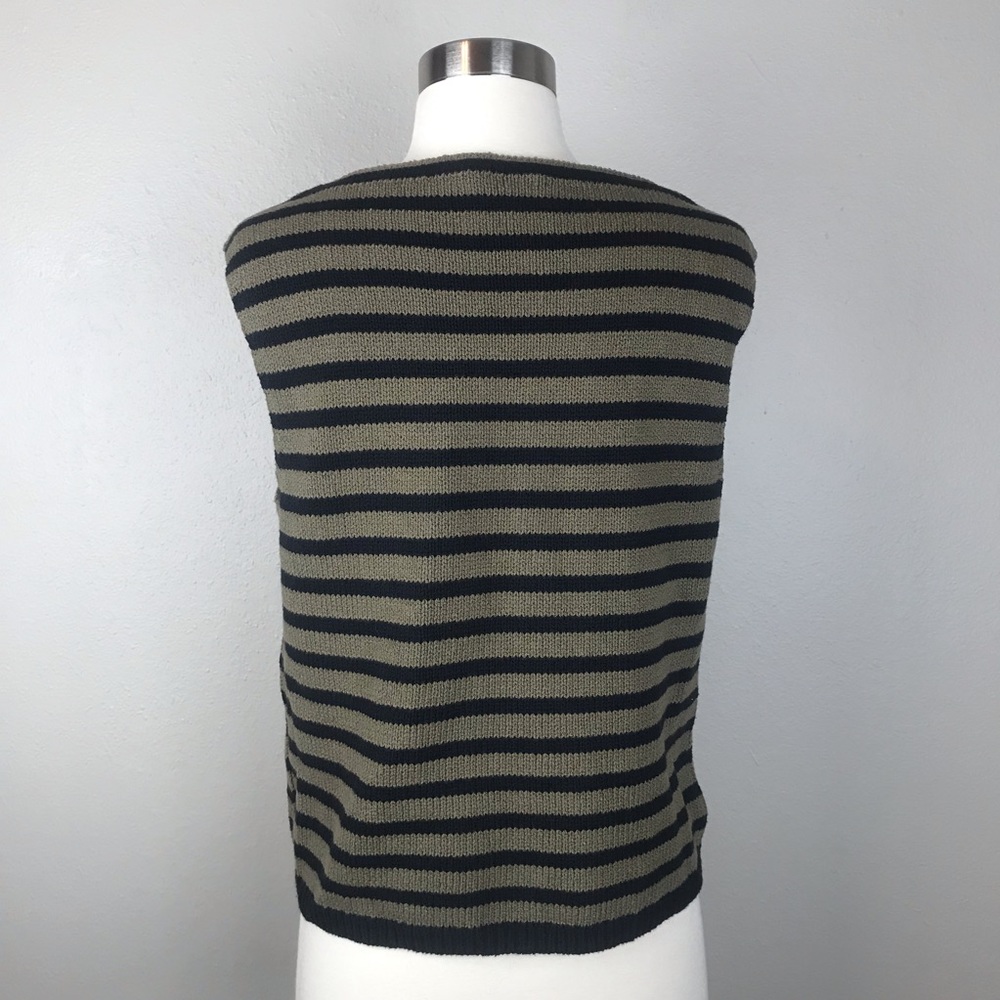 Vince Striped Cotton Cropped Shell Sweater - Picture 6 of 8